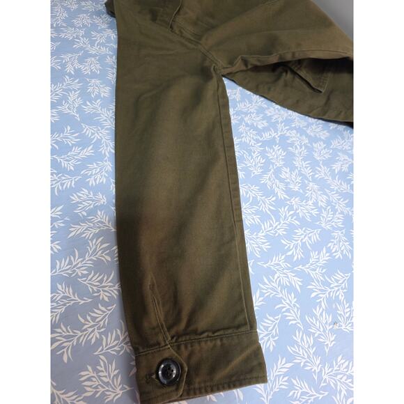 Umgee Womens Sz L Olive Green Floral Embroidered Pockets Barn Chore Coat - Picture 10 of 12